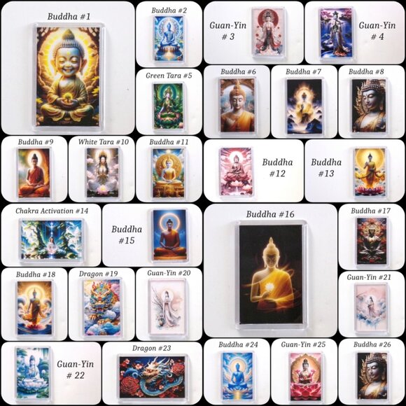 Acrylic Fridge Magnets Buddha Guan‑Yin Dragon Tara Spiritual Decor Gift Handmade - Picture 6 of 6